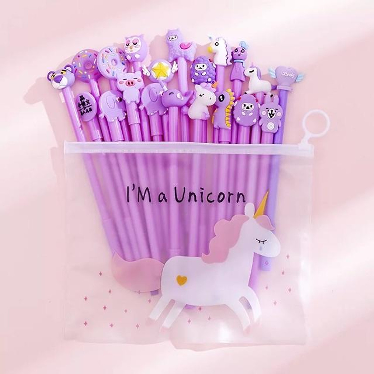 COMBO MỰC TÍM 20 CÂY BÚT BI NƯỚC HOẠT HÌNH UNICORN - JL -