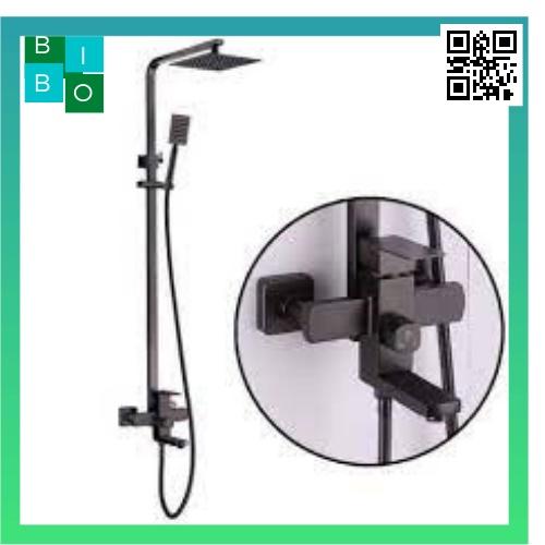 Bộ Sen tắm Vuông Đen Nóng Lạnh Inox304 Sơn Tĩnh Điện