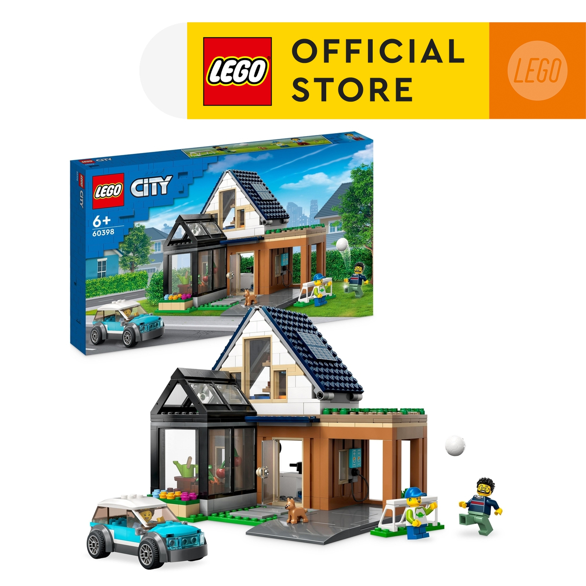 LEGO City 60398 Đồ chơi lắp ráp Ngôi nhà gia đình và xe điện (462 chi tiết)