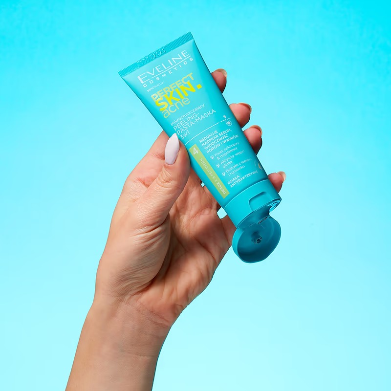 [Mua 1 tặng 1] Tẩy da chết Eveline Perfect Skin Acne sạch sâu, kháng khuẩn và ngừa mụn 75ML