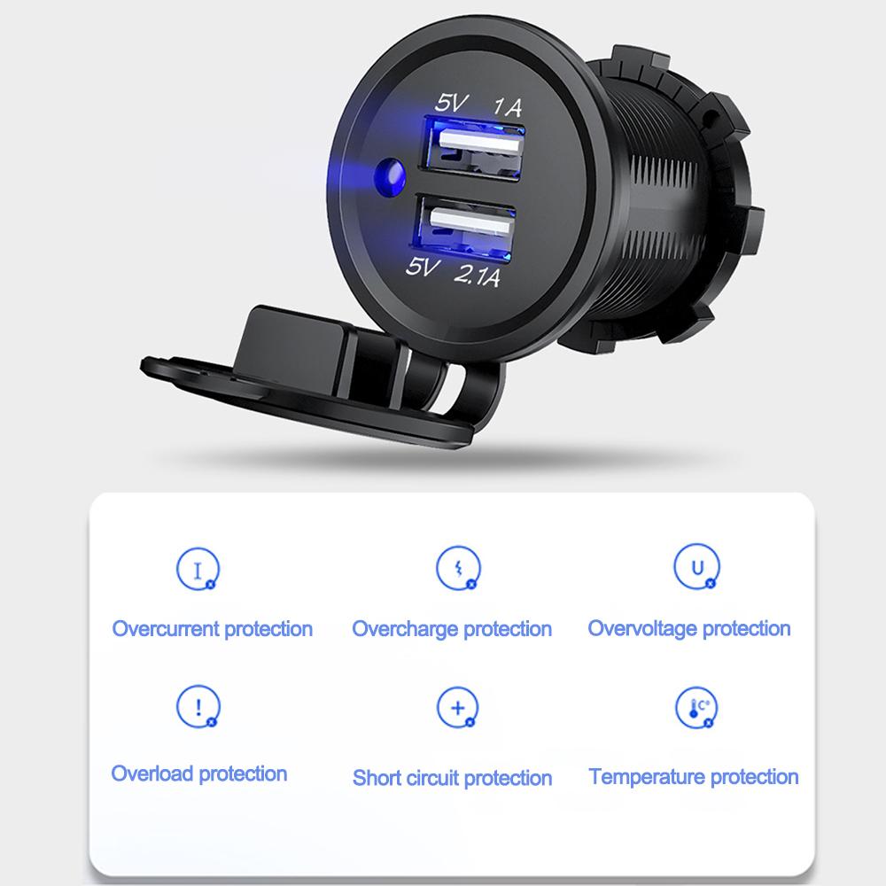 12v kép USB Port Car Sarger Socket Plug Plug Outlet Outlet cho Auto Boat không thấm điện thoại di động Bộ điều hợp sạc