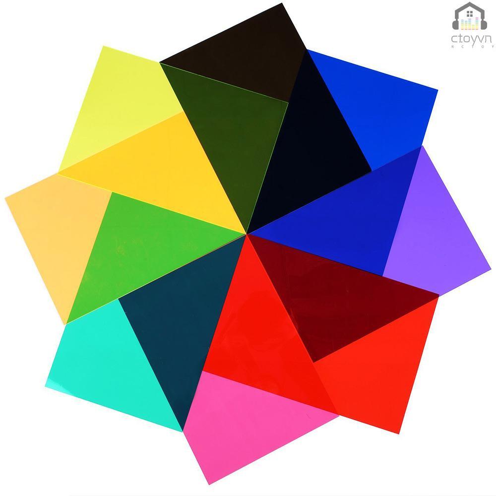 Set 9 tấm lọc gel trong suốt màu vàng/xanh lá/tím/hồng/cam/hồng cho đèn flash Speedlite size 28 * 21cm