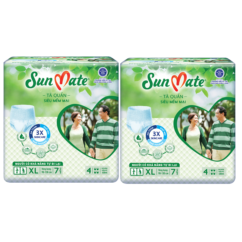 [Mẫu mới] Combo 2 Tã quần SunMate siêu mềm mại G1 mới size XL-07 miếng