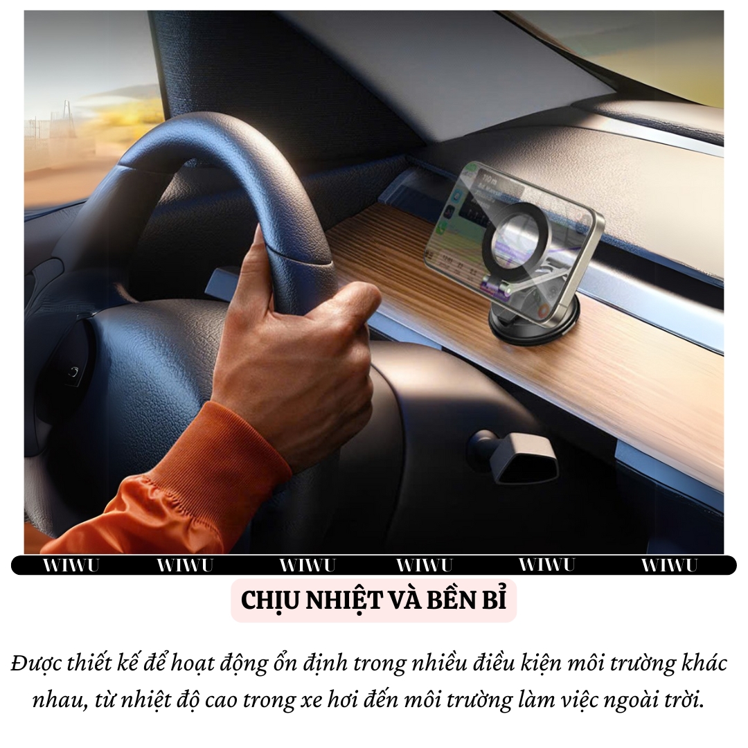 Giá đỡ điện thoại từ tính nam châm hút chân không xoay 360 độ ô tô, bàn làm việc, phòng tắm hiệu WIWU CH055 Cho iPhone cho Samsung điện thoại - Hàng nhập khẩu