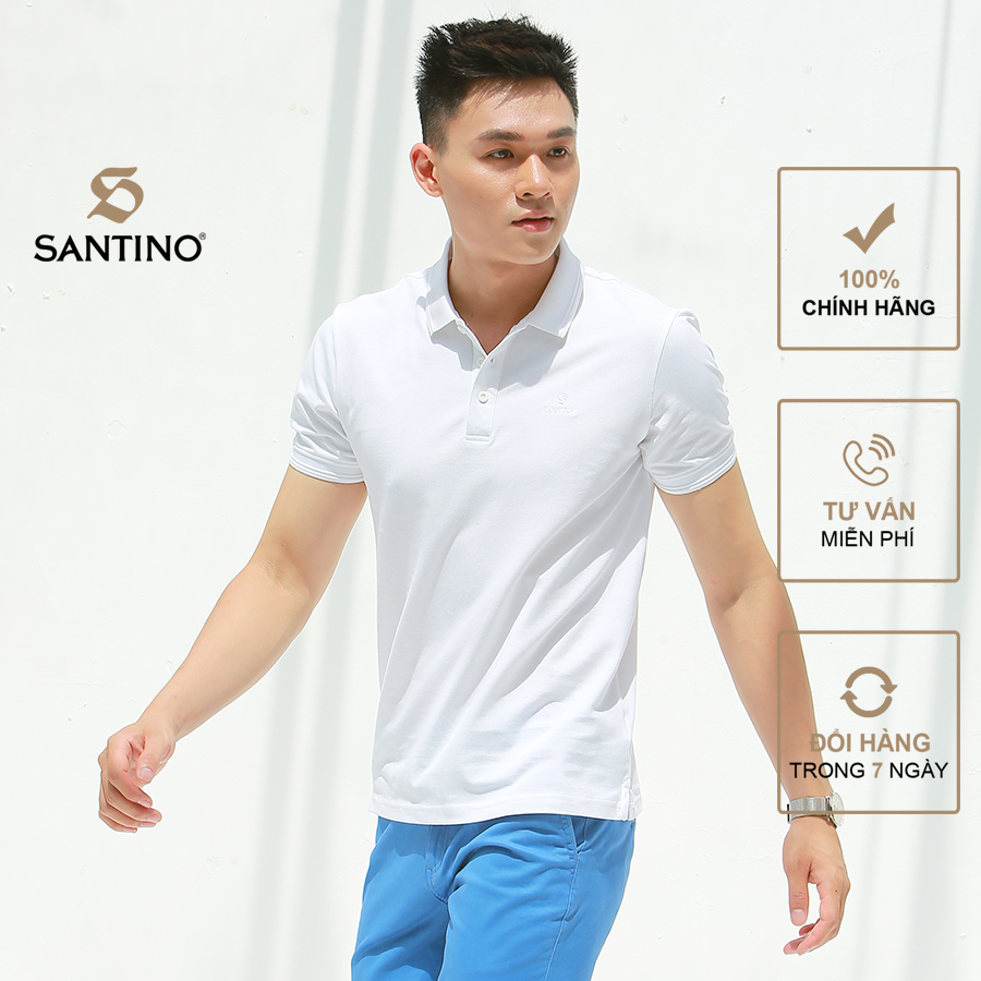 Áo thun Polo nam trơn chính hãng Santino chất liệu Cotton modal cao cấp thoáng mát, co giãn thoải mái