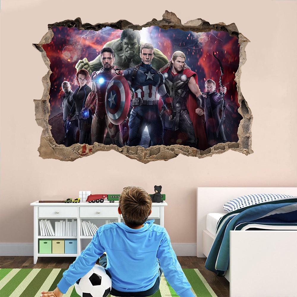 Decal Tranh Dán Tường Siêu Anh Hùng Marvel - Decal 3D Avengers mẫu số 5 AmyShop (50 x 70 cm)