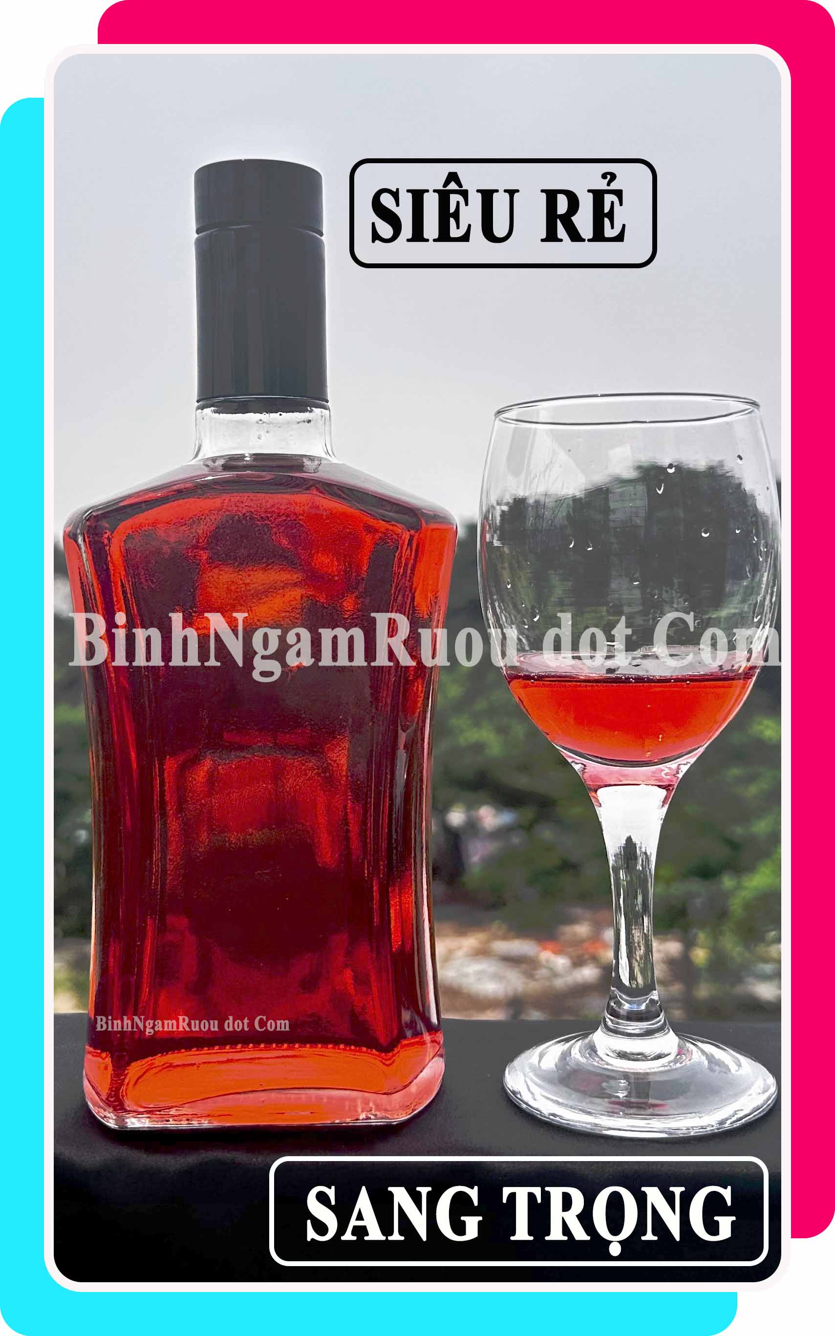 Chai Đựng Rượu - 500ml - Nắp Kín Thủy Tinh Trong - Tặng Biếu Sang Trọng