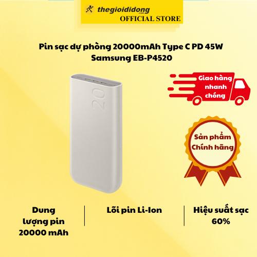 Pin sạc dự phòng 20000mAh Type C PD 45W Samsung EB-P4520 - Hàng chính hãng