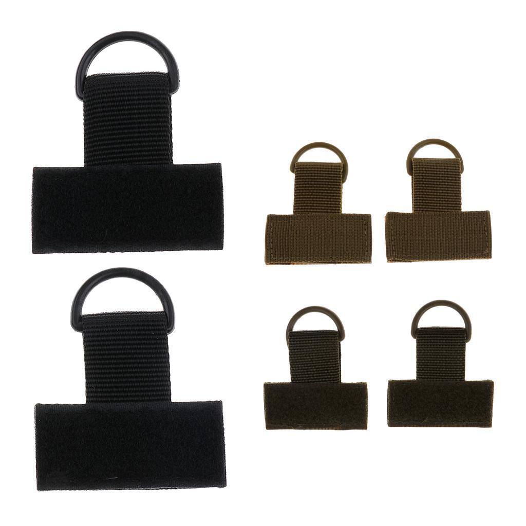 2pcs Outdoor Backpack MOLLE System Nylon Webbing T Hook & Loop D Key Ring Hanging Ring Camping Hiking Accessories