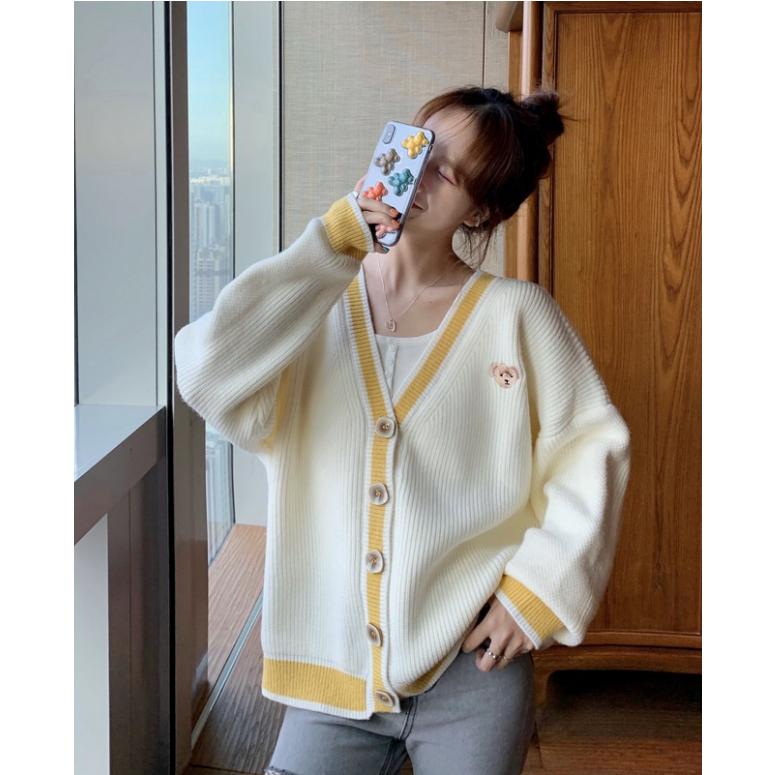 Áo khoác cardigan dệt kim tay dài dáng rộng thời trang dành cho nữ