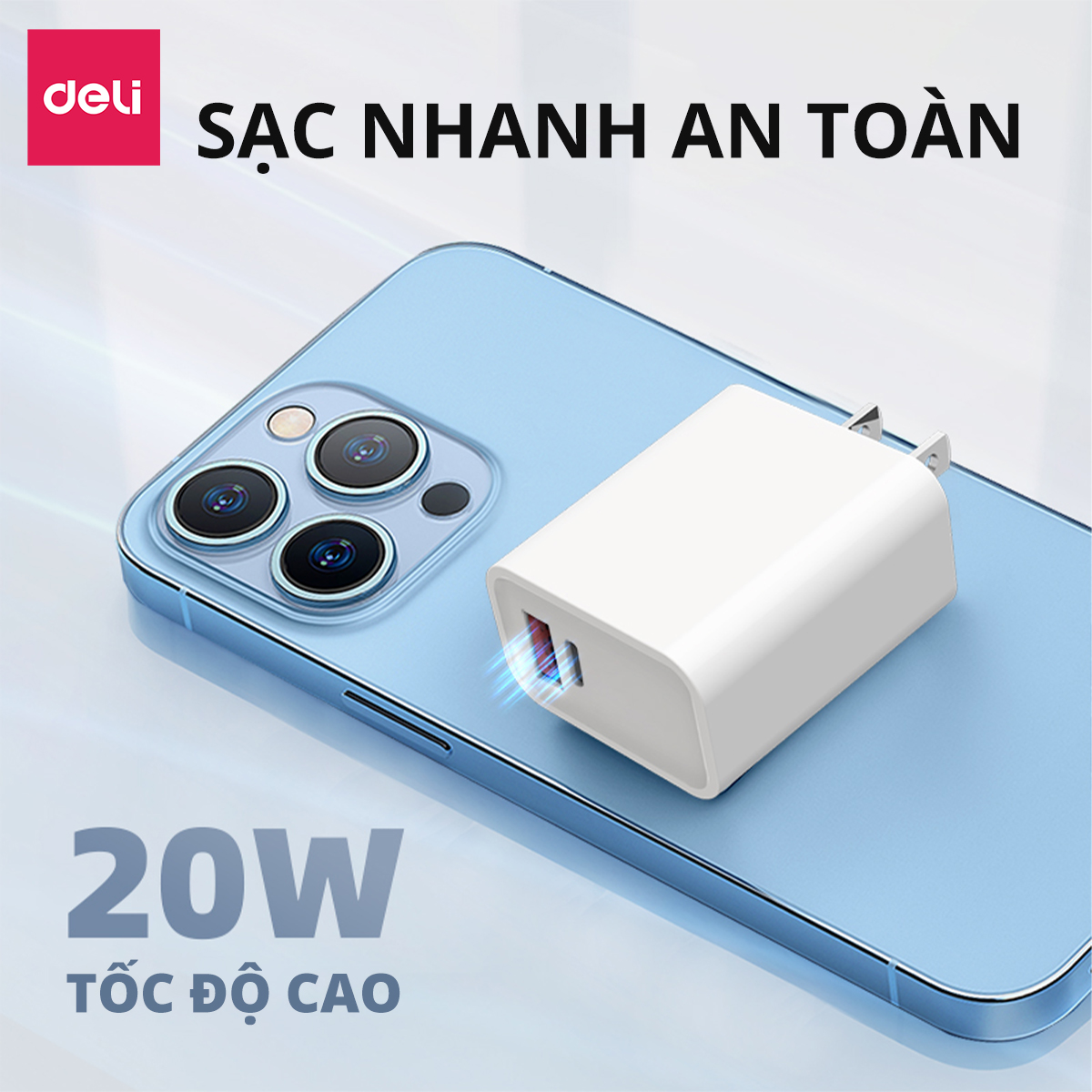 Củ Sạc Nhanh AOKA by Deli 20W Sạc Nhanh Cho Điện Thoại - Siêu Bền Chống Nóng Chống Cháy Nổ hàng chính hãng VS6013