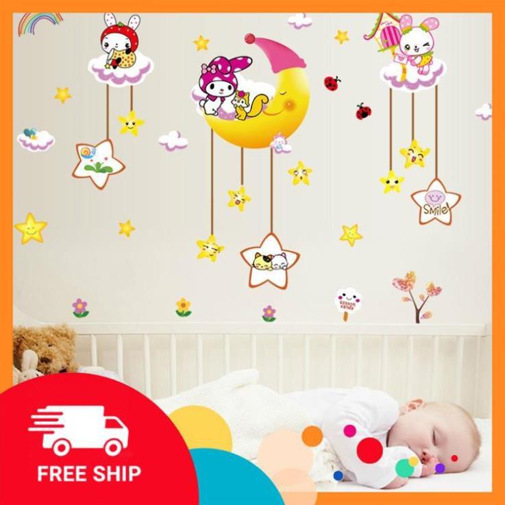 ️️ Decal dán tường Thỏ trăng