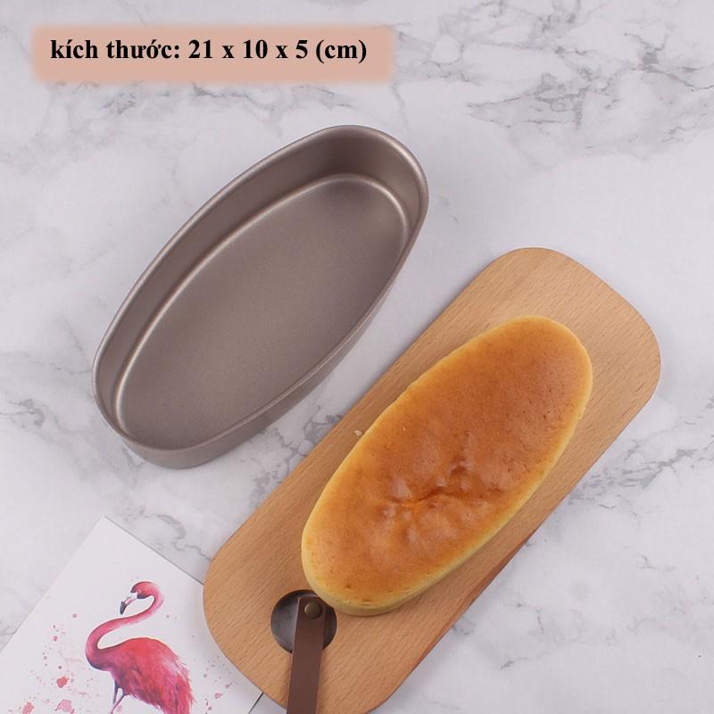Khuôn Nhôm Hình Oval Chống Dính Cao Cấp Màu Vàng Đồng Cao Cấp 21x10x5 cm