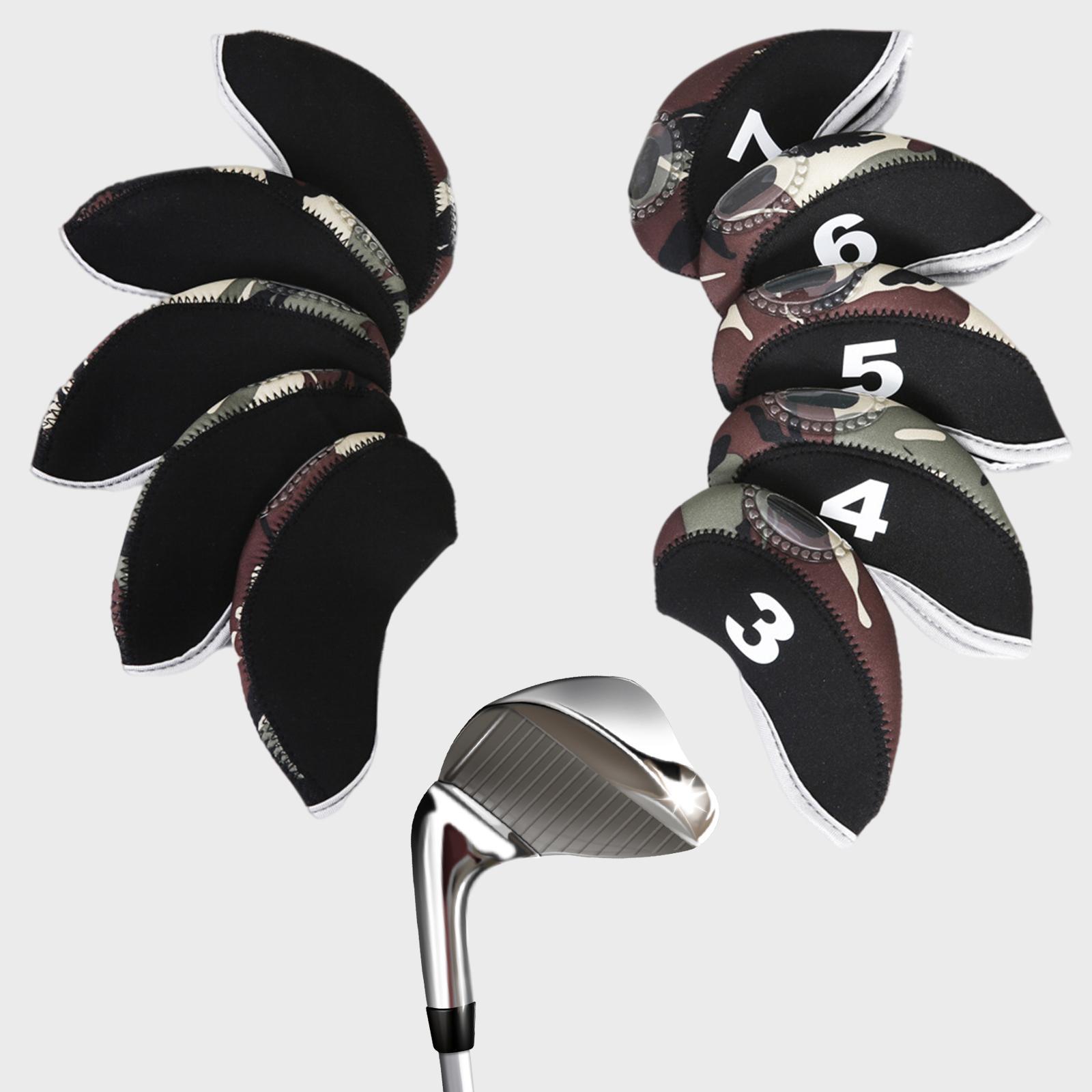 10Pcs Golf Iron Covers Set Golf Club Head Cover Fit Most Irons 3,4,5,6,7,8,9,A,P,S with Number