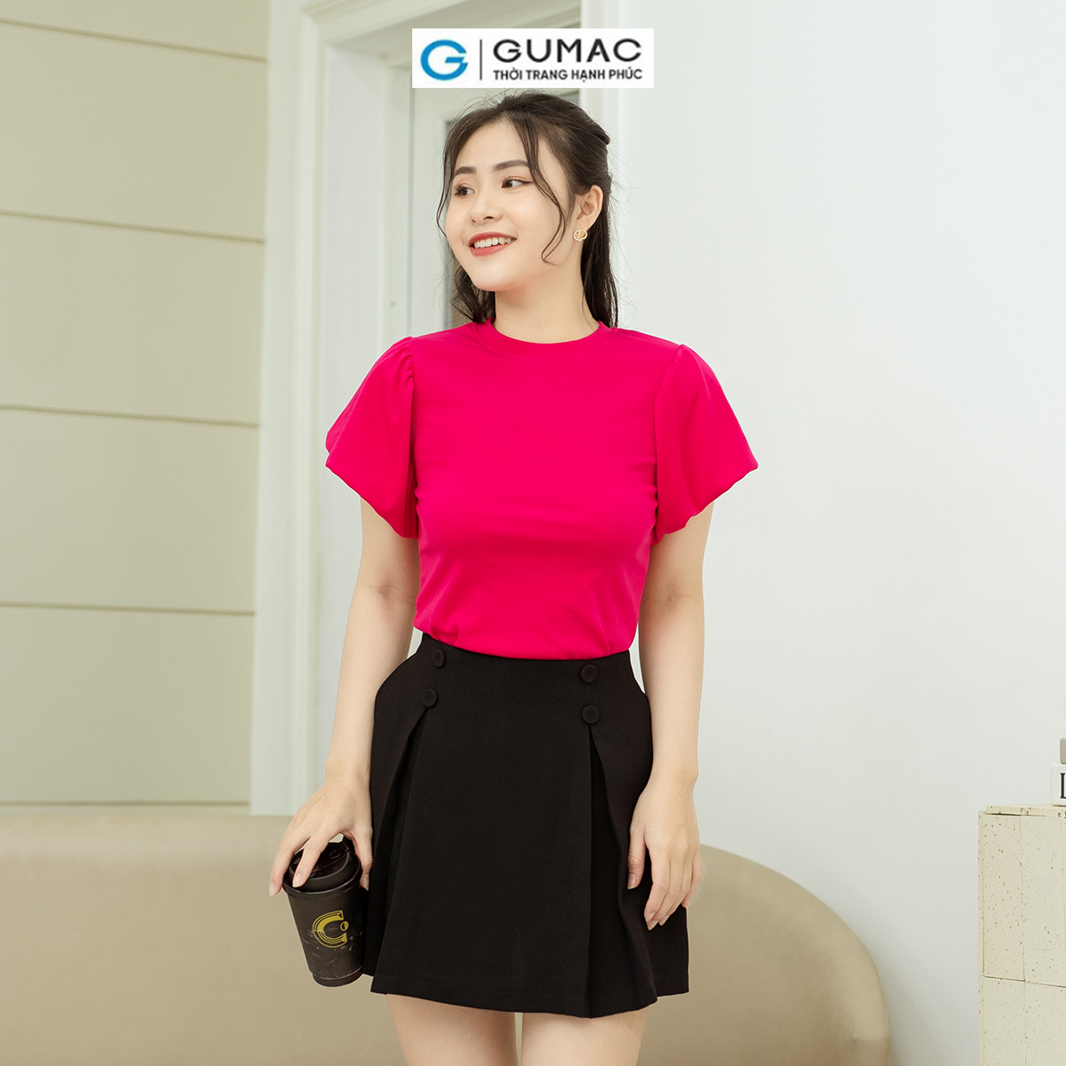 Quần váy đính nút GUMAC QD08057