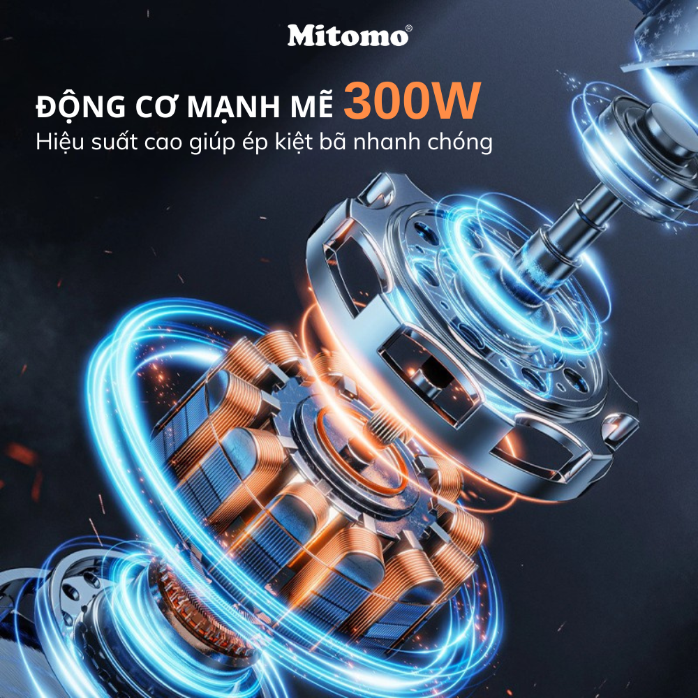 Máy Ép Chậm, Máy Ép Trái Cây Công Nghiệp Mitomo KJ3081 Kiệt Bã - Hàng Chính Hãng Bảo Hành 3 Năm