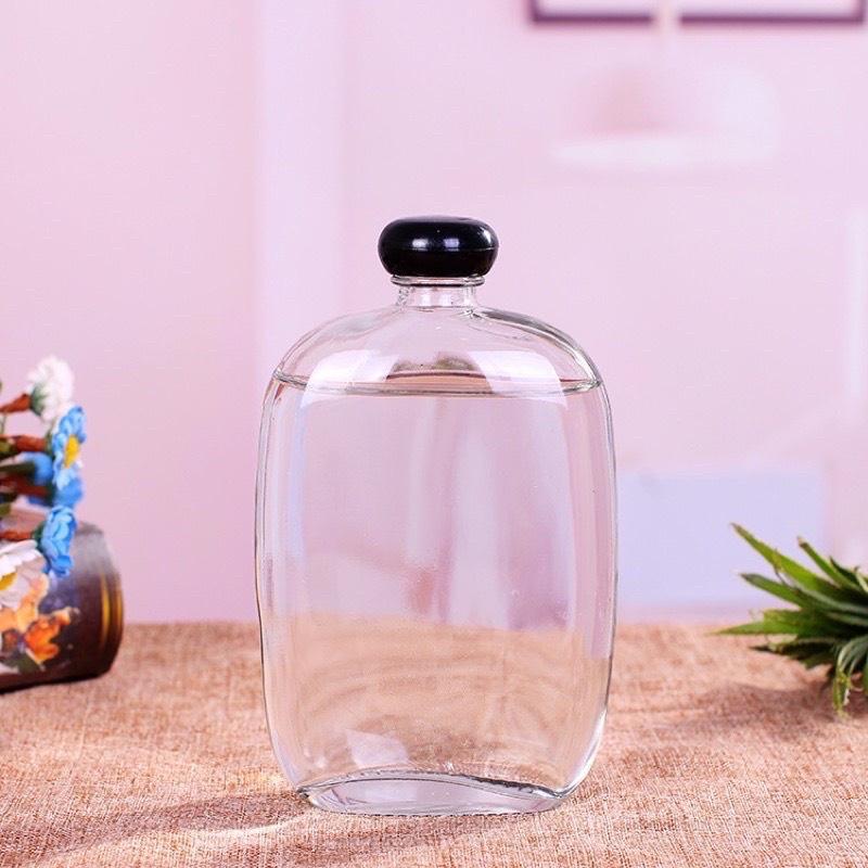 Chai Thuỷ Tinh Dẹt Bầu 350ml - 500ml Đựng Coffee, Sữa, cafe, nước ép, nước trái cây