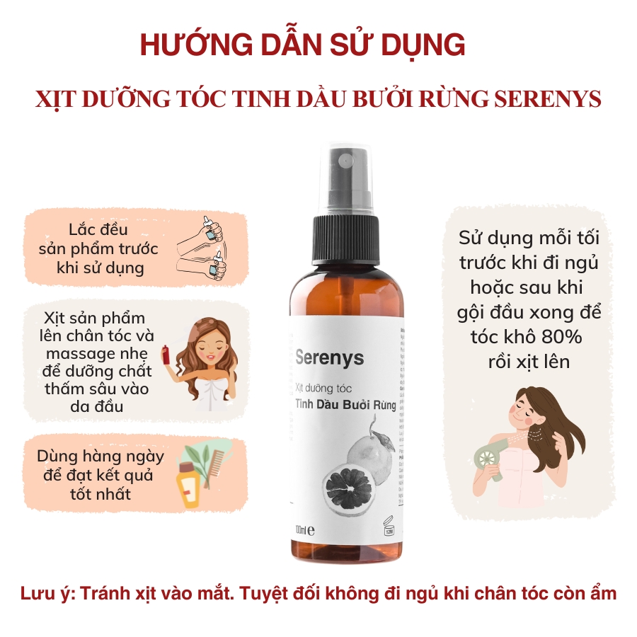 Xịt dưỡng tóc tinh dầu bưởi rừng Serenys 100ml