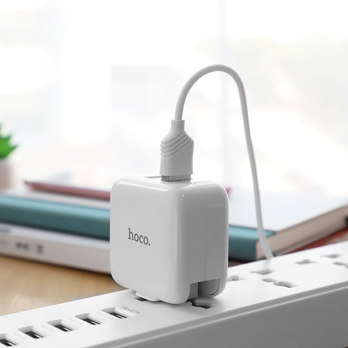 Củ sạc Nhanh Fast Charging -2 Cổng USB 2A Hoco C54 + Tặng Iring Khay - Chính Hãng