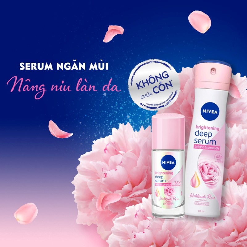 Xịt Ngăn Mùi NIVEA Serum Sáng Mịn Hương Hoa Hồng Hokkaido (150 ml) - 85304