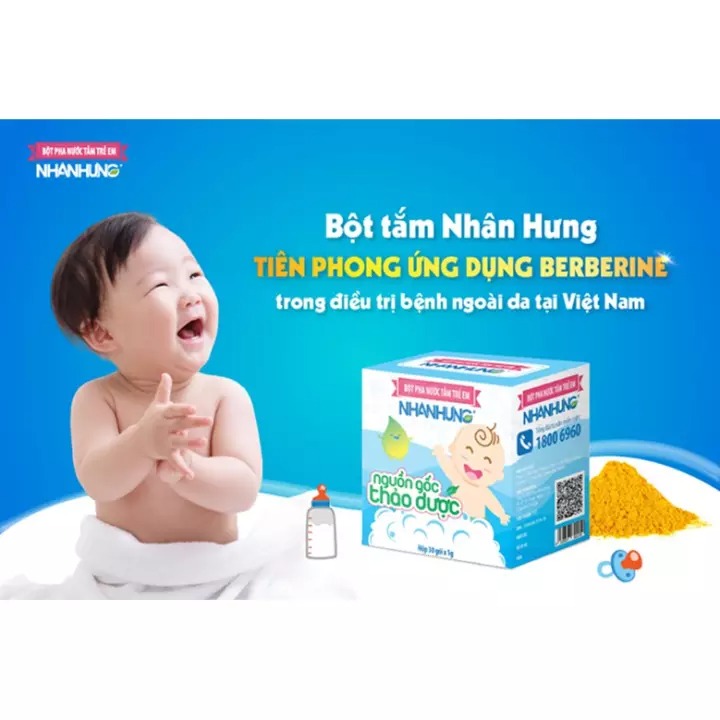 Bột Tắm Nhân Hưng - Trẻ Hết Hăm Da, Rôm Sảy, Mụn Nhọt ,Mẩn Ngứa ( Hộp 30 Gói)