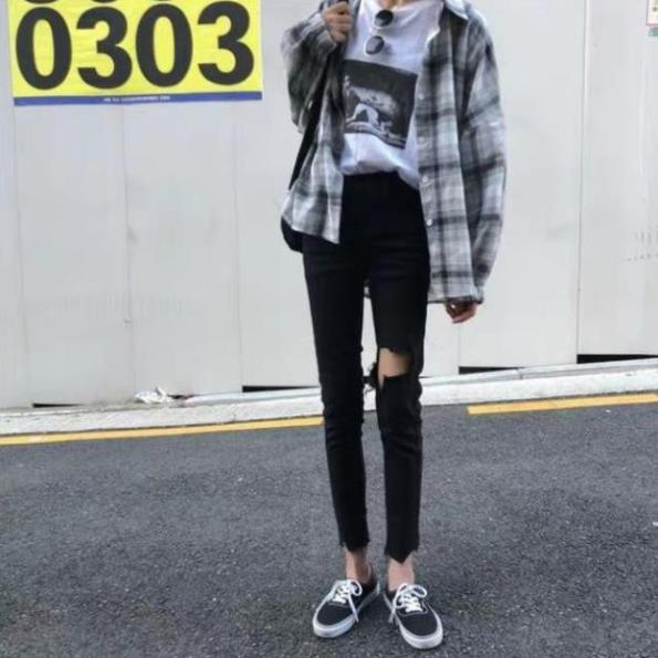 Quần jeans Nữ rách gối1 bên kiểu dáng đẹp