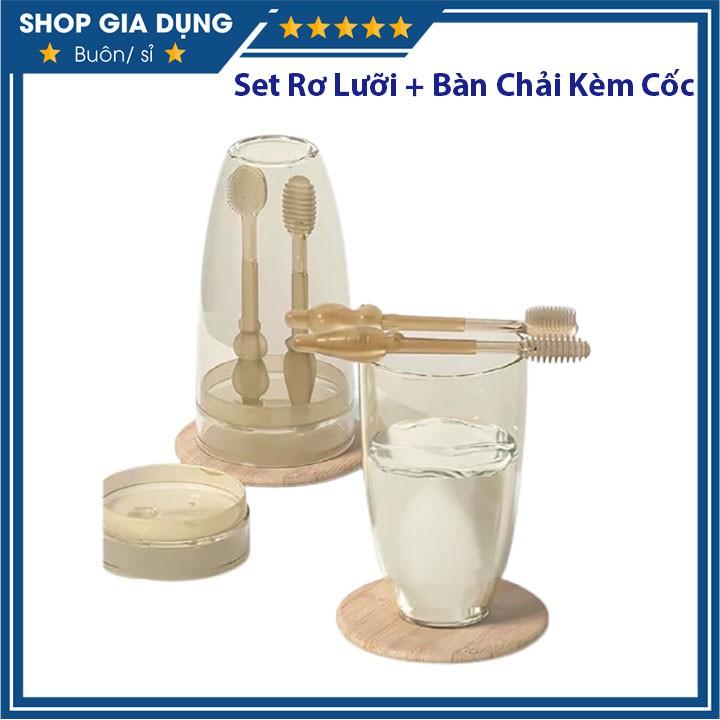 Set Rơ Lưỡi + Bàn Chải SiliCon Kèm Cốc Siêu An Toàn Cho Bé Từ 0-18 Tháng