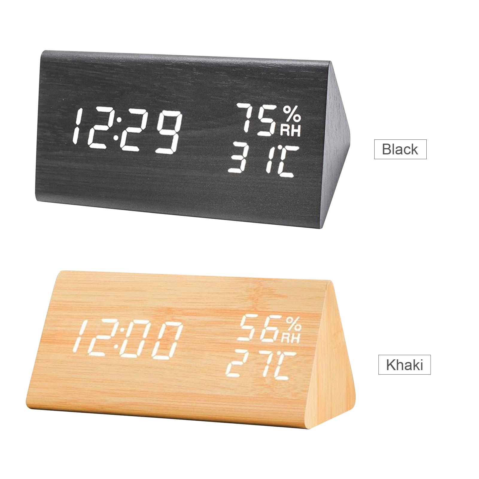 Đòng hồ LED báo thức bằng gỗ dể bàn với điều khiển bằng giọng nói
