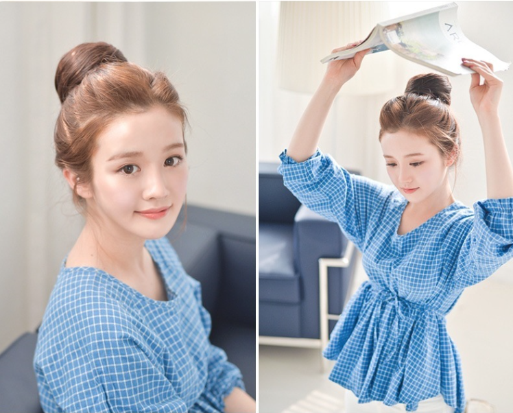 Tóc giả búi tròn sang trọng, Búi tóc giả trung niên, Tóc búi tỏi dễ thương