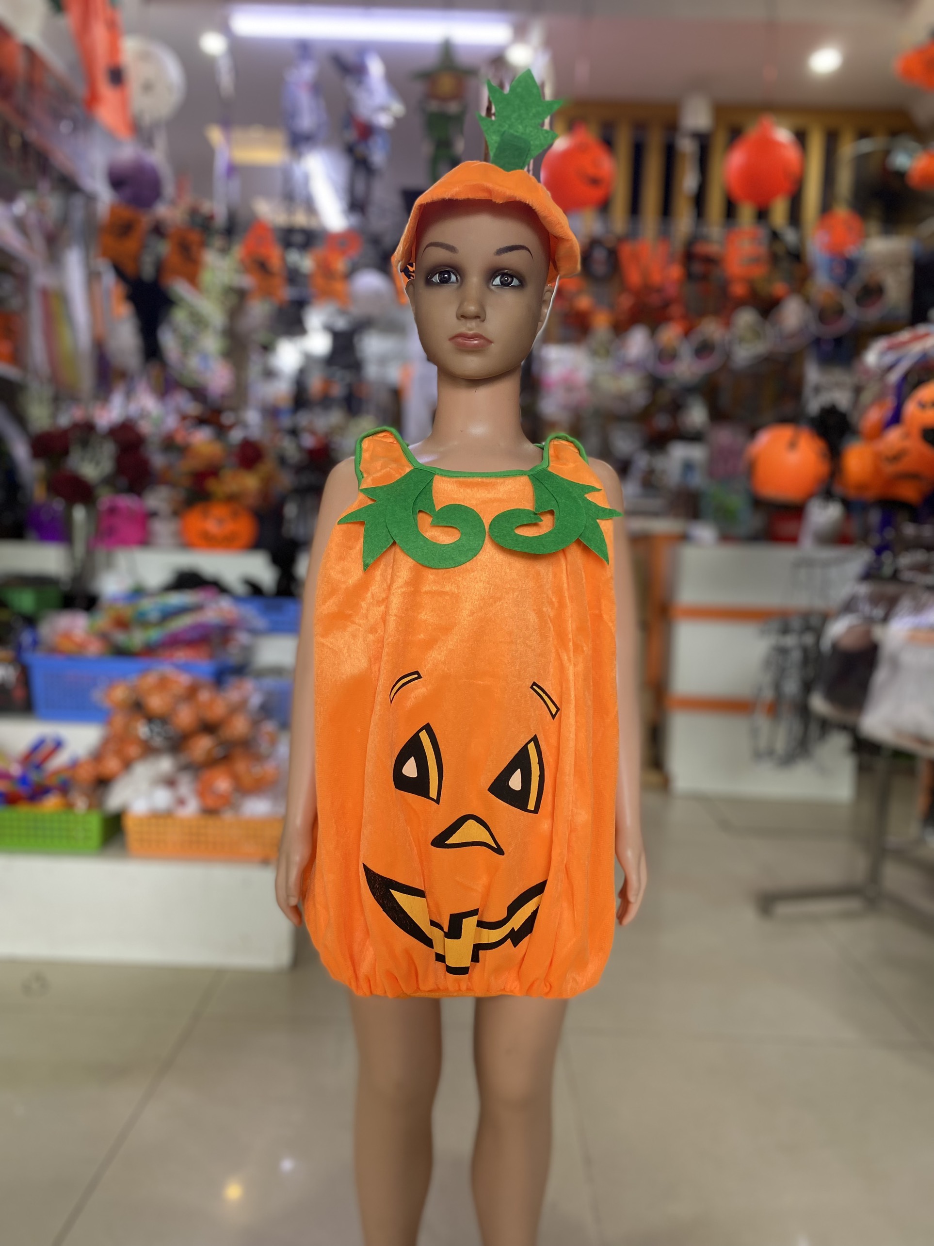 Bộ bí ngô dễ thương chun bo gấu hóa trang Halloween cho bé từ 2-4 tuổi