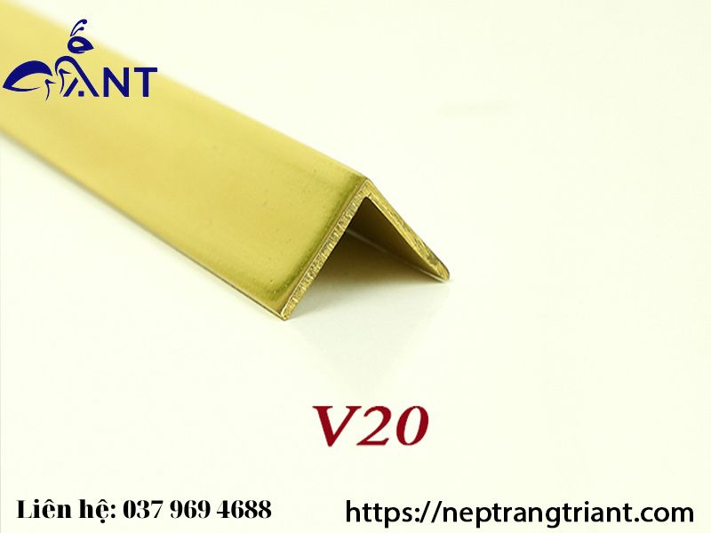 Nẹp đồng v20, nẹp v đồng, nẹp ốp cầu thang, thanh dài 4m, dùng trang trí nhà cửa