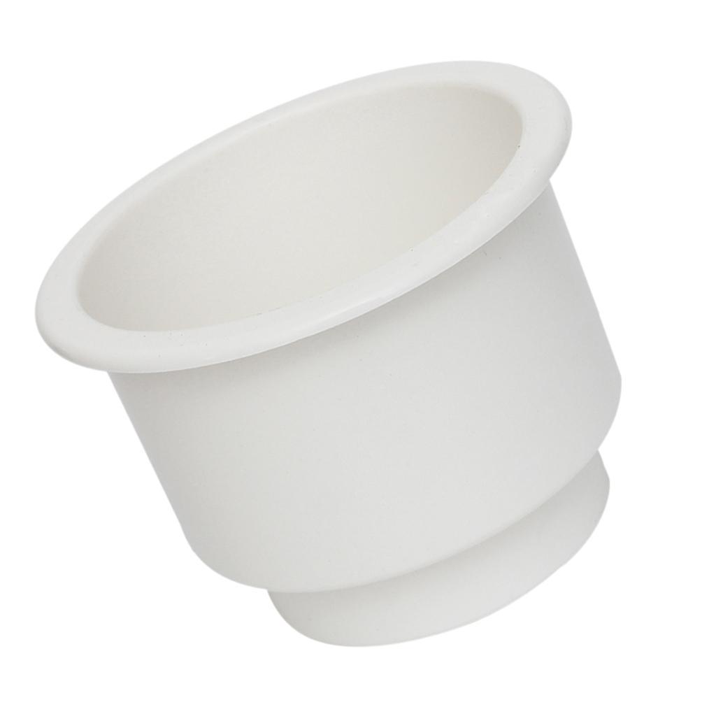 2X White No Holes Recessed Cup Drink Holder Universal for Marine Boat