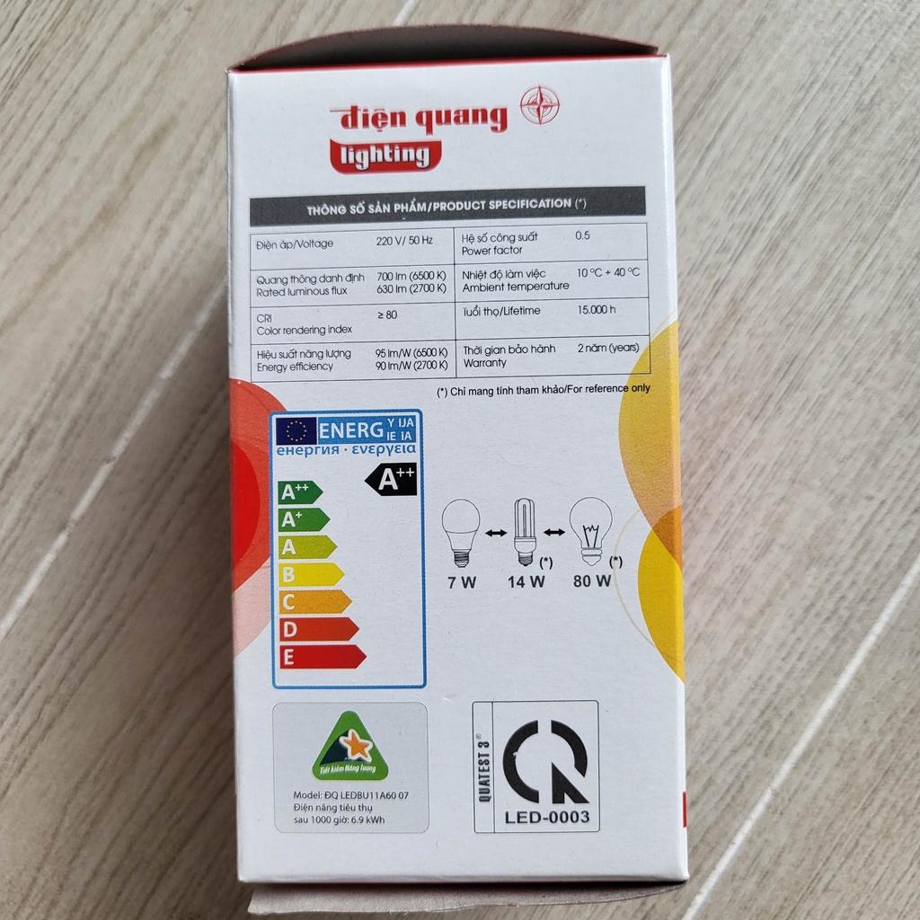 Đèn LED Bulb Điện Quang ĐQ LEDBU11A60 chụp cầu mờ - công suất 7W/9W - ánh sáng trắng/vàng