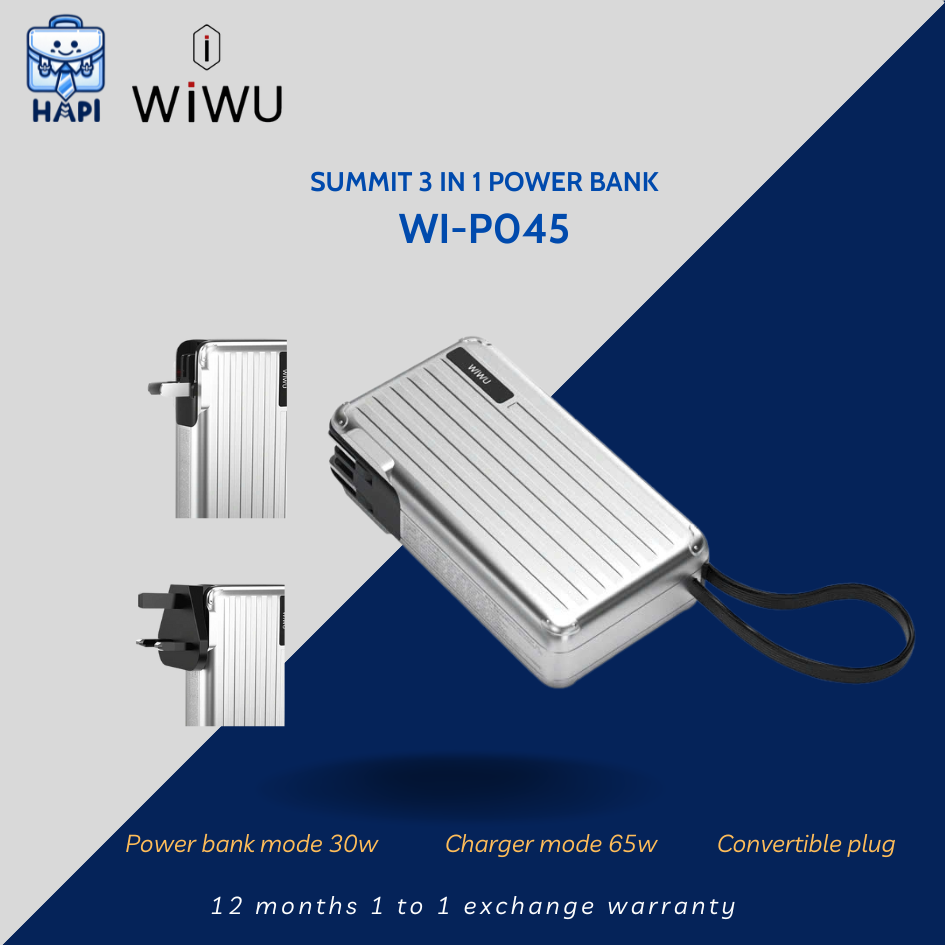 Sạc dự phòng hàng chính hãng WiWU Summit 10.000mAh 30W Wi-P045: Tích hợp cáp Type-C, kiêm củ sạc 65W đa năng