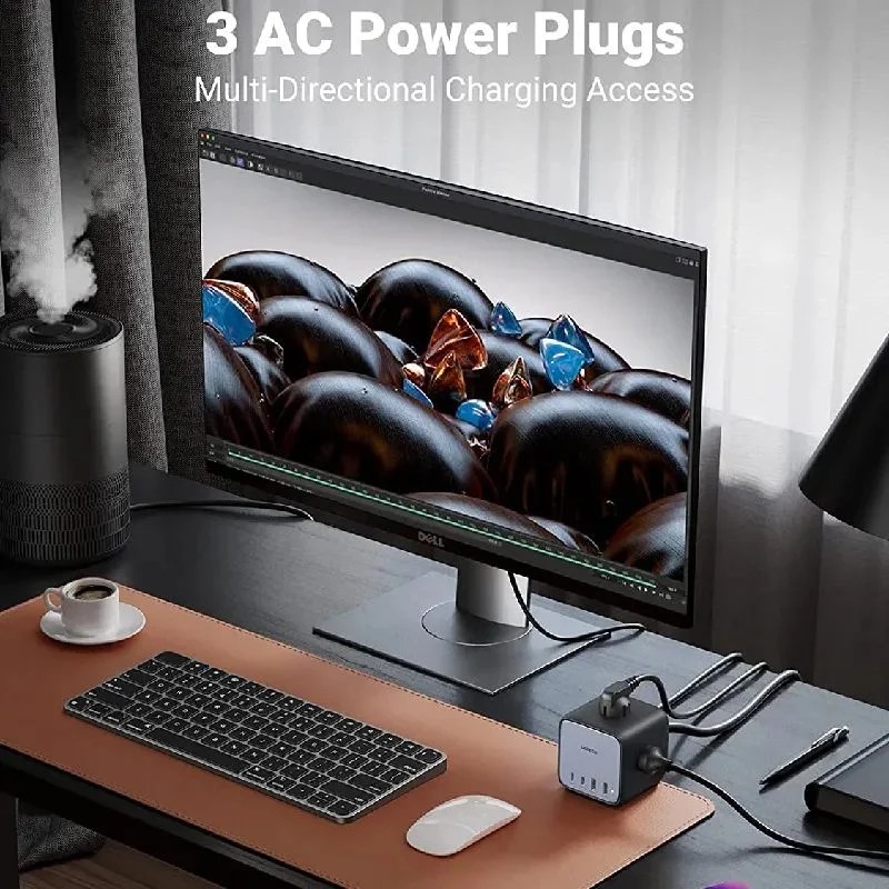 Cục sạc nhanh 65W GaN 3 DigiNest Cube 2xUSB C, 2xUSB A, 3xAC Ugreen 40861 CD268 - thương hiệu đến từ HongKong hàng chính hãng UGREEN có bảo hành !!!