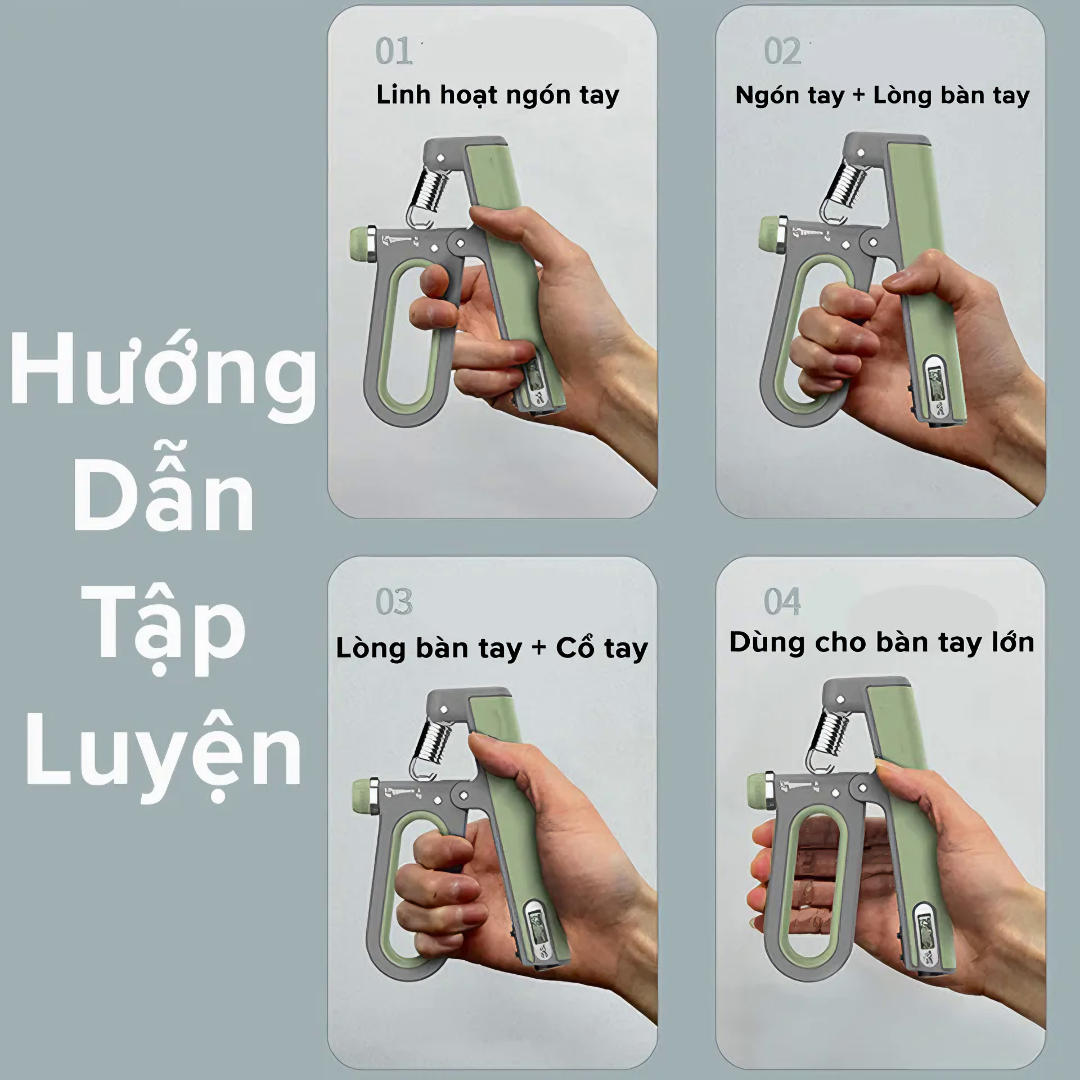 Kìm bóp cơ tay KG89 kháng lực có lò xo điều chỉnh có đếm số đếm giờ điện tử dụng cụ tập gym tại nhà lực từ 10-100kg - Hàng chính hãng