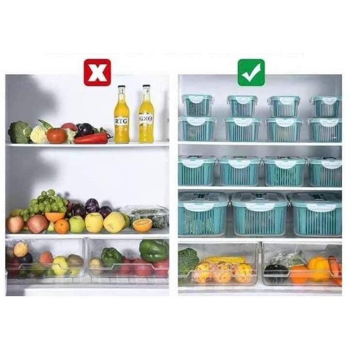 HỘP ĐỰNG THỰC PHẨM TỦ LẠNH - Set 5 hộp đựng thực phẩm tủ lạnh kèm rổ ráo nước đa năng cao cấp