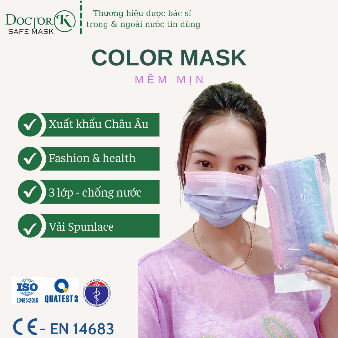 &lt; 1 BỊCH 10 CÁI&gt; Khẩu trang y tế NHIỀU MÀU -  Color Mask Gradient - Chất vải Spunlace mềm mại  - An tâm sử dụng