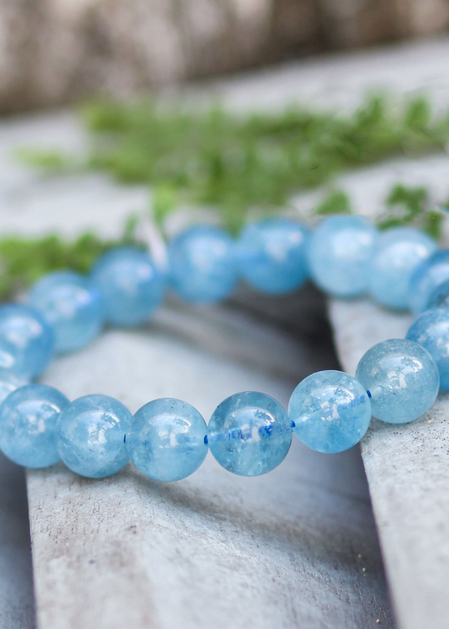 Vòng Tay Đá Aquamarine Thiên Nhiên 8 ~ 14 Ly