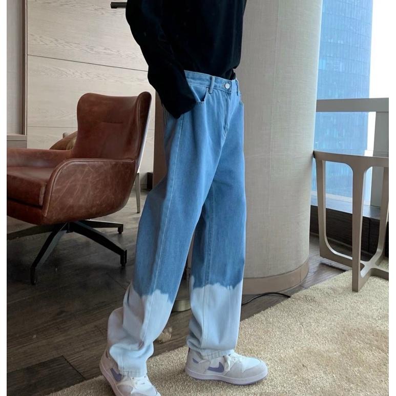 Quân baggy ống rộng loang màu - quần jeans nam loang màu basic dễ phối đồ