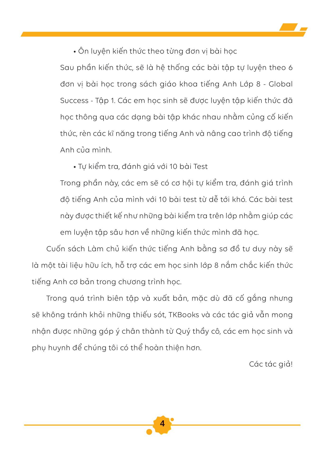 Làm Chủ Kiến Thức Tiếng Anh Bằng Sơ Đồ Tư Duy Lớp 8 - Tập 1