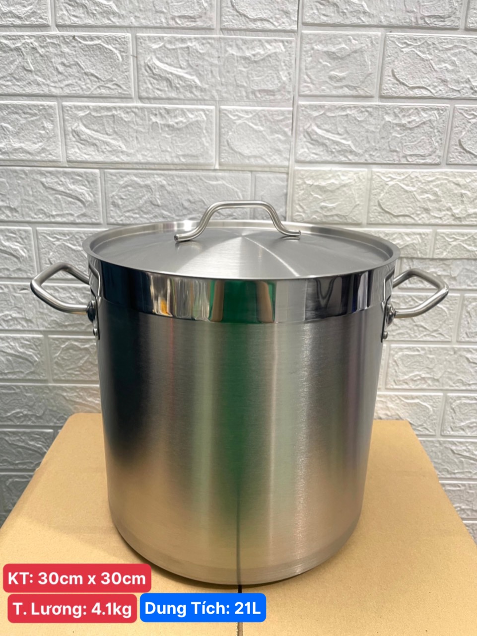 Nồi Inox 2 Quai Cao Cấp 3 Đáy _ Dung Tích: 20Lít _