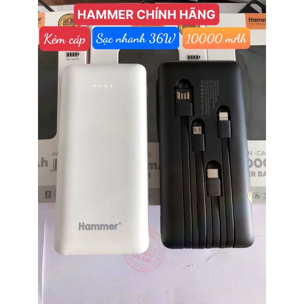 Sạc dự phòng Ham H18 kèm cáp sạc, dung lượng 10000 mah , hàng chính hãng