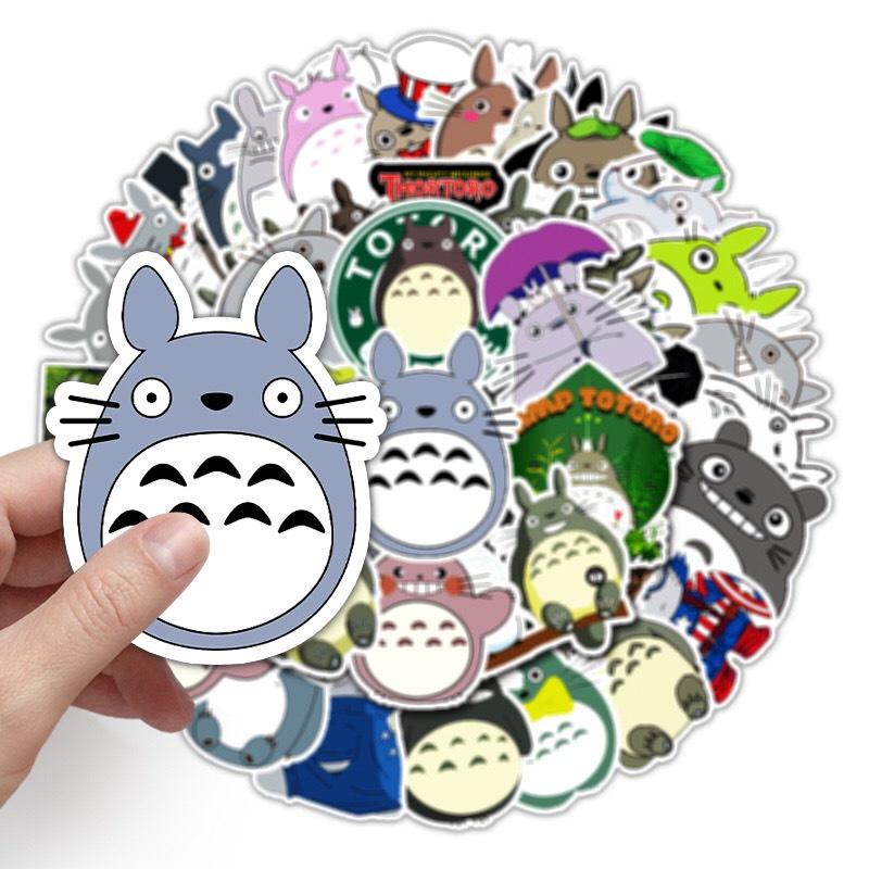 Set 50 Sticker Decal Chống Nước Dễ Thương hình One Piece, Tororo, Vô Diện, Sttch Dán Nón BH, laptop, vali, xe, sổ tay...