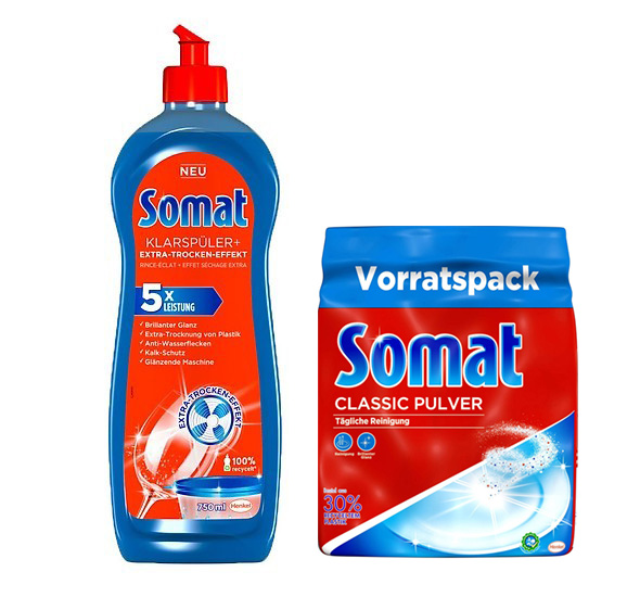 Combo Bột rửa bát+ Nước làm bóng chuyên dụng cho máy Somat - Đức