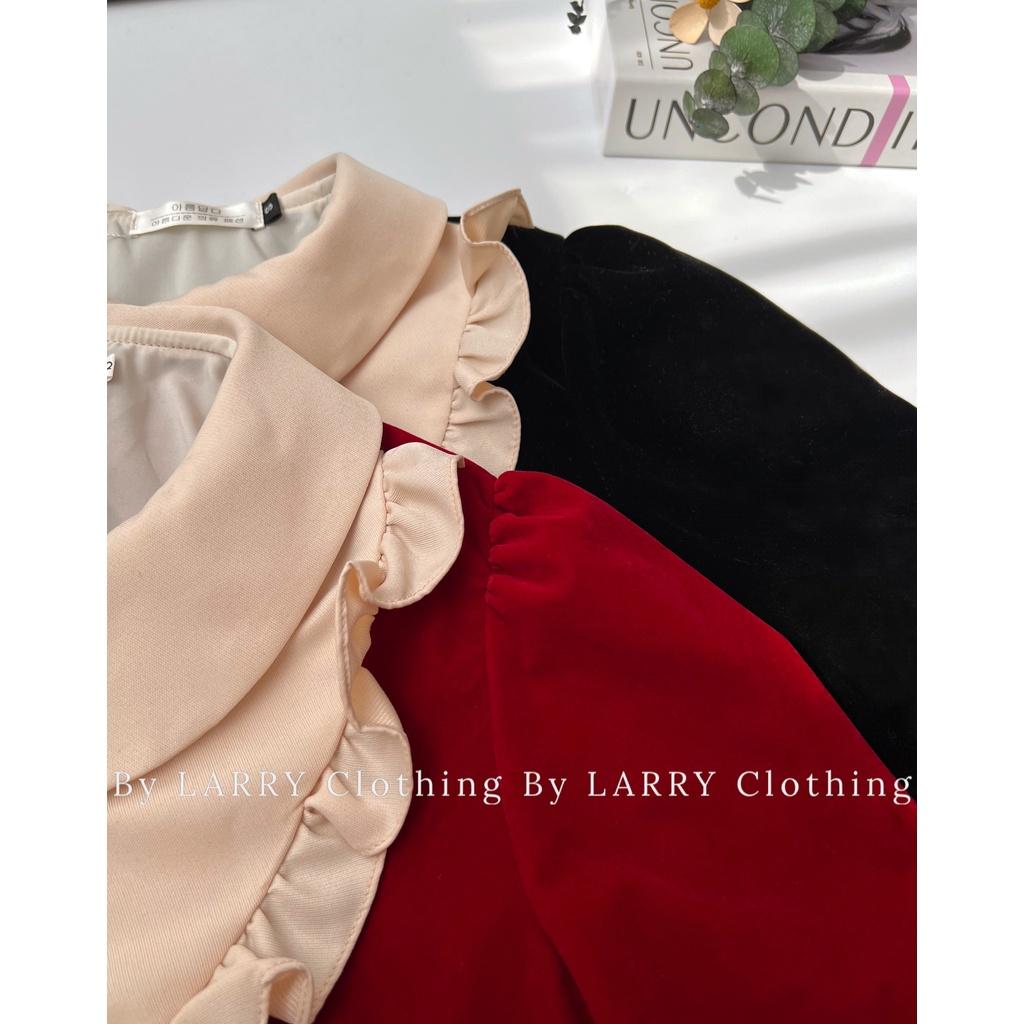 Set S333 Chất Vải Nhung Cổ Phối Tapta Phong Cách Hiện Đại Larry Clothing