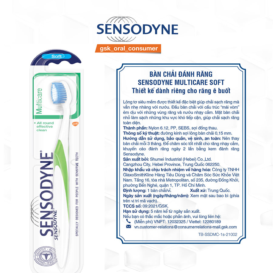 Bàn chải đánh răng Sensodyne Multicare Soft - Màu Ngẫu Nhiên