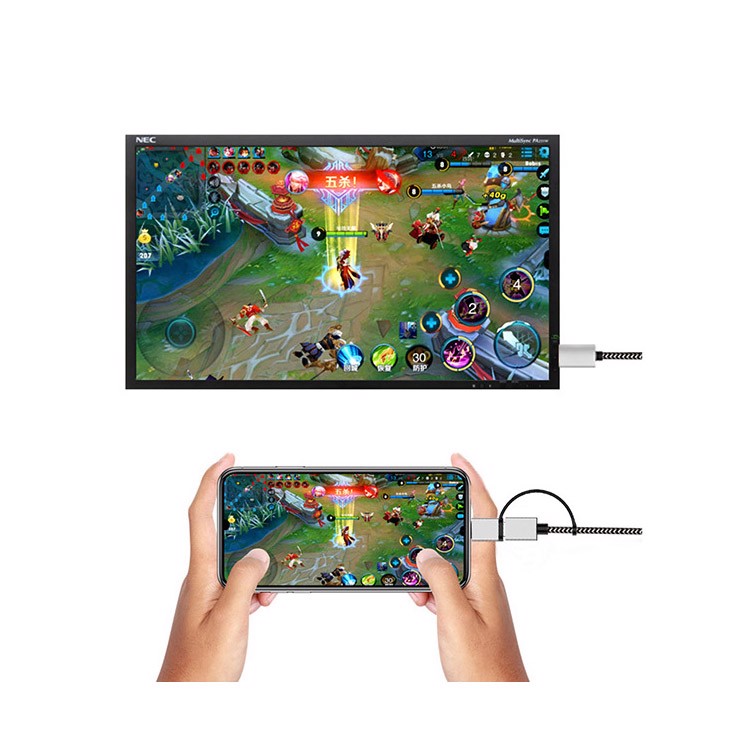 Cáp chuyển đổi hiển thị HDMI cho điện thoại Android đầu Type C, Micro Aturos H8C - Hàng nhập khẩu