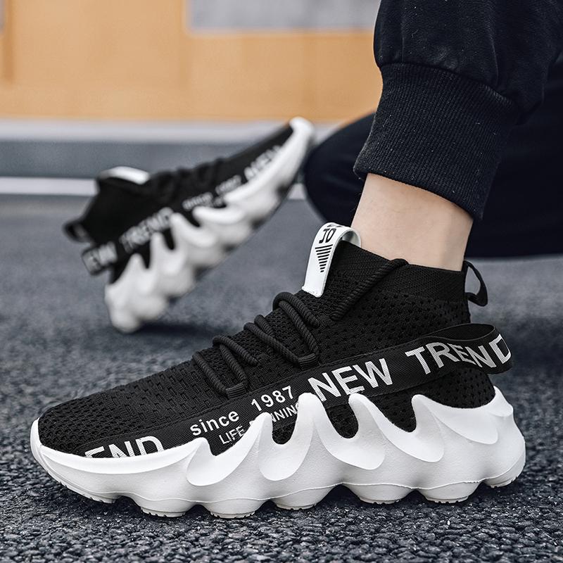 UNISEX High Top Summer Sneakers Sneakers Sneakers Chunky Đàn ông thoáng khí chạy bộ chạy bộ ngoài trời Phụ nữ dày đặc Không trượt Zapatillas Màu sắc mới Color: Black Shoe Size: 42
