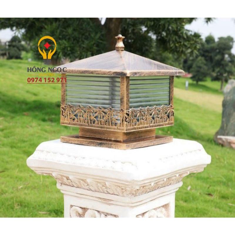 Đèn trụ cổng cây dừa phi 200mm và 250mm mạ màu đồng đẹp